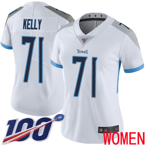 Tennessee Titans Limited White Women Dennis Kelly Road Jersey NFL Football #71 100th Season Vapor Untouchable->tennessee titans->NFL Jersey